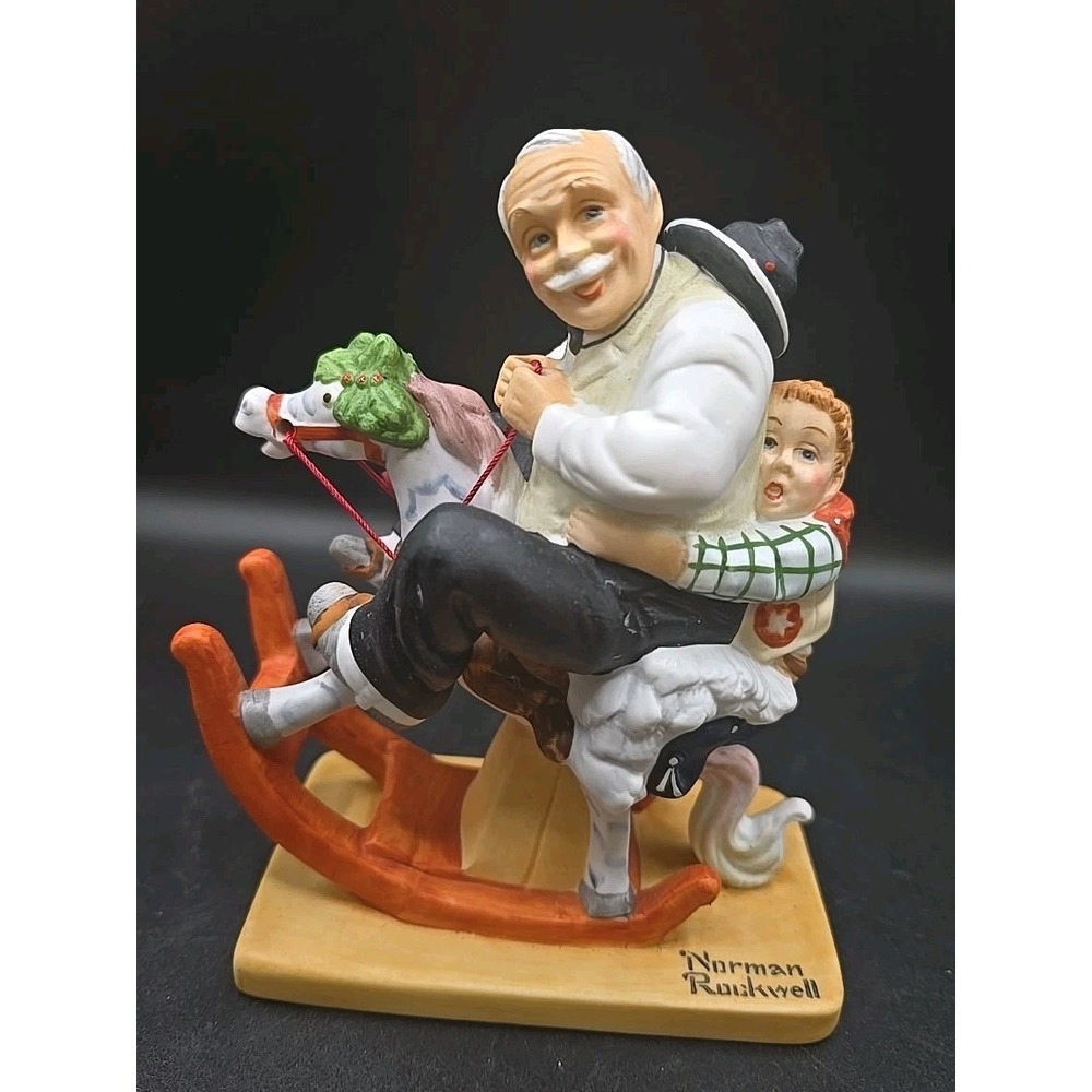 VTG Danbury Mint Norman Rockwell Figurine Gramps At The Reins Porcelain Japan 6" - Picture 1 of 8